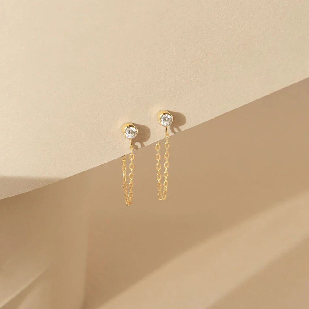 Chain Earrings with Birthstone