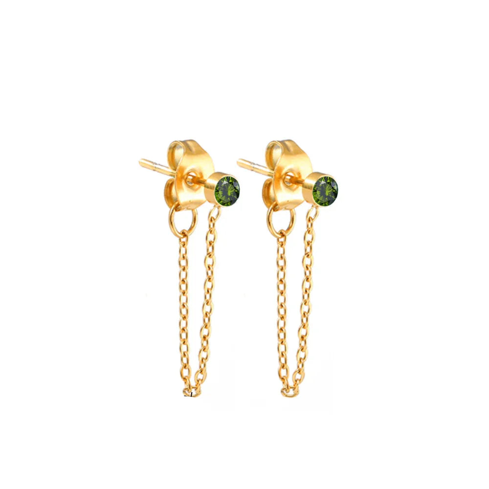 Chain Earrings with August Birthstone