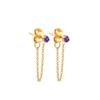 Chain Earrings with February Birthstone