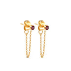 Chain Earrings with January Birthstone