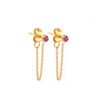 Chain Earrings with July Birthstone