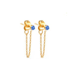 Chain Earrings with March Birthstone