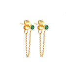 Chain Earrings with May Birthstone