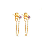 Chain Earrings with October Birthstone