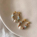 Stud Earrings with Pearl and Stones