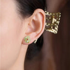 Stud Earrings with Four-Leaf Clover