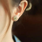 Stud Earrings with Four-Leaf Clover