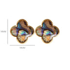 Four-Leaf Clover Stud Earrings in Natural Stone