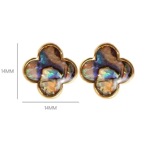 Four-Leaf Clover Stud Earrings in Natural Stone
