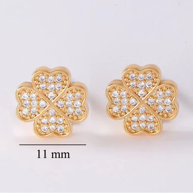 4-Leaf Clover Zircon Stud Earrings