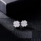 4-Leaf Clover Zircon Stud Earrings in Silver