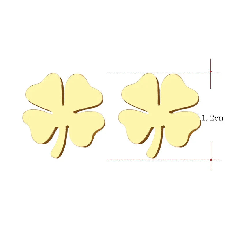 Lucky Four-Leaf Clover Stud Earrings