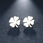 Lucky Four-Leaf Clover Stud Earrings silver