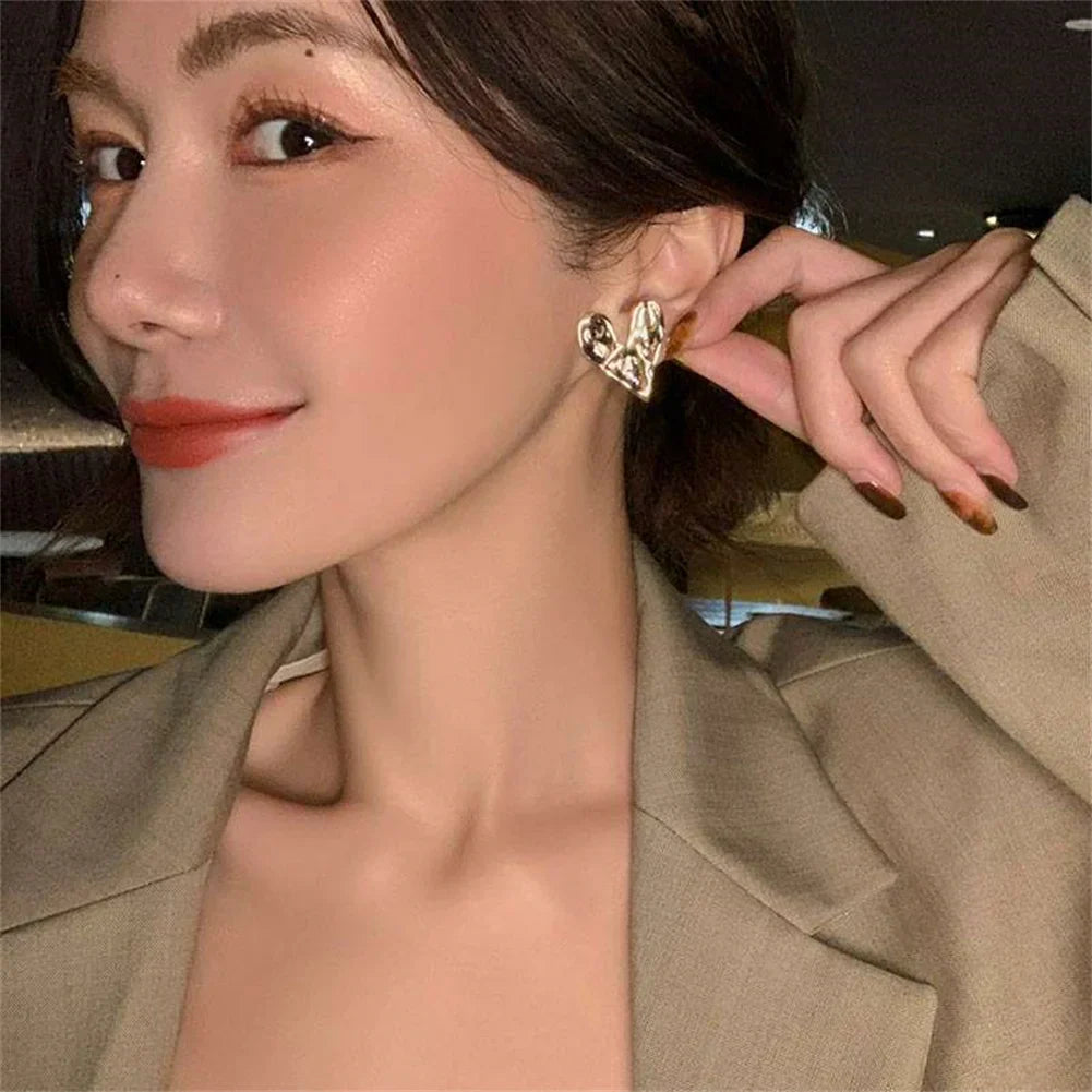 Heart Stud Earrings Silver