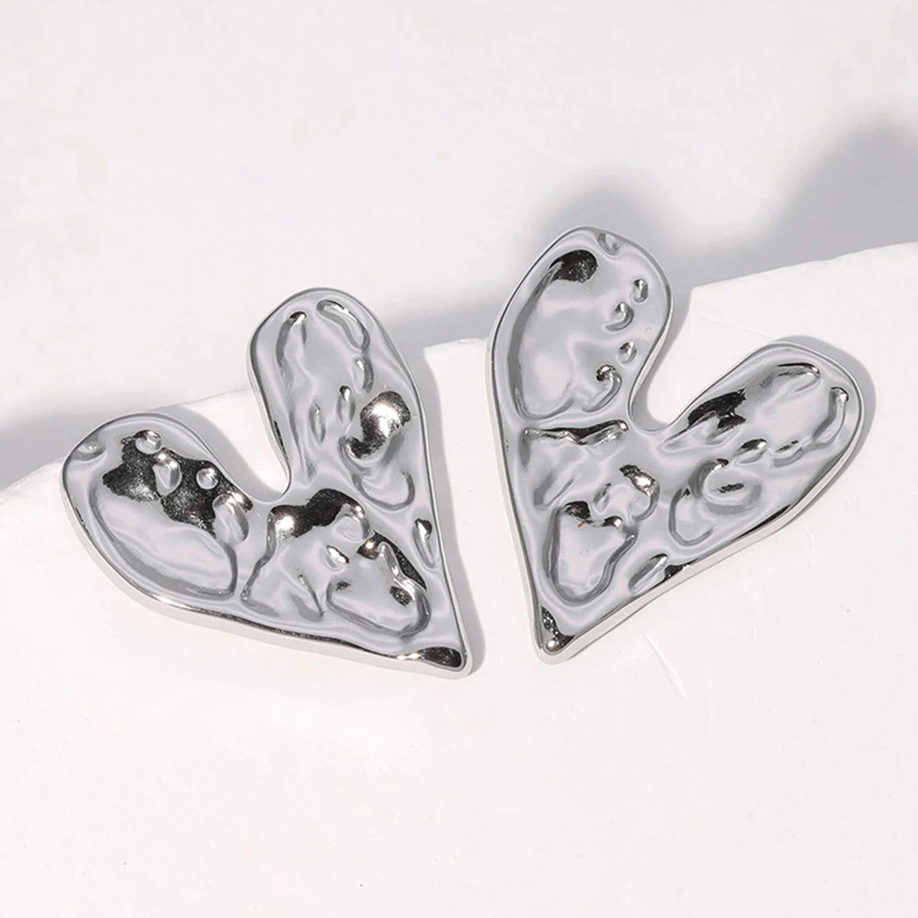 Heart Stud Earrings Silver
