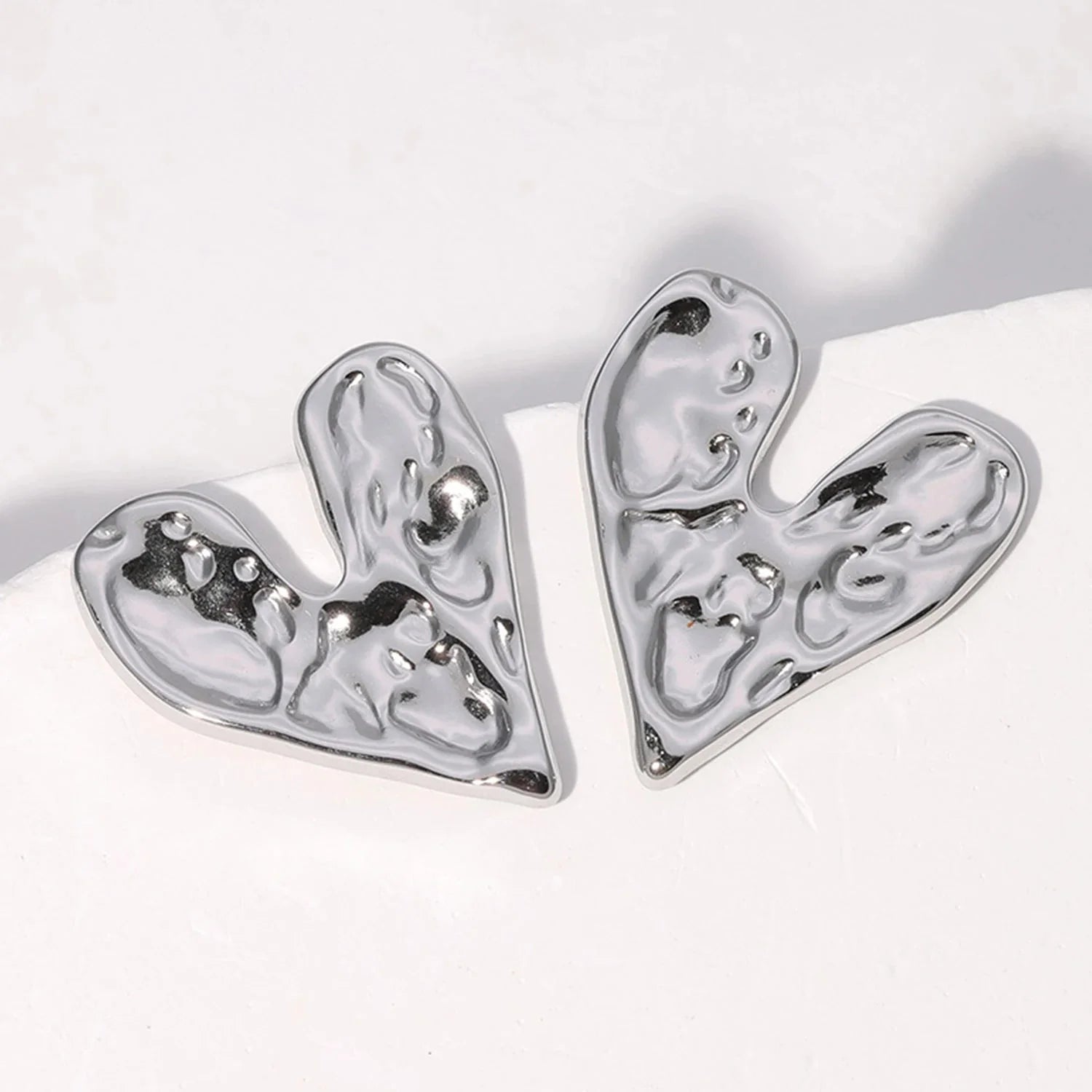 Heart Stud Earrings Silver