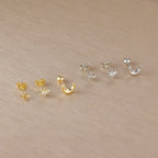 Moon Crescent and Stars Stud Earrings silver