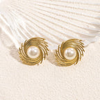 Stud Earrings with Pearl Style