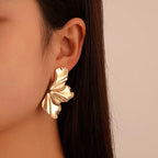 Half-Flower Stud Earrings Gold