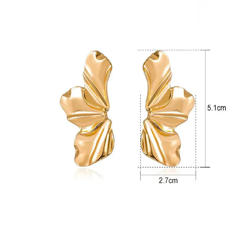 Half-Flower Stud Earrings Gold