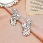 Half-Flower Stud Earrings Silver