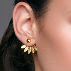 Gold Half-Flower Stud Earrings