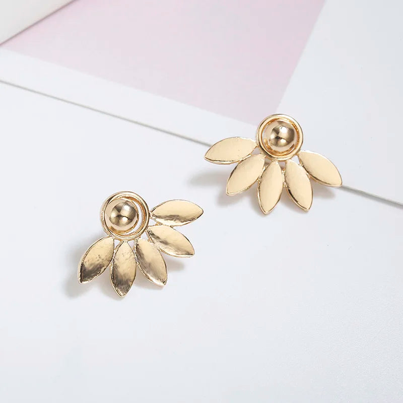 Gold Half-Flower Stud Earrings