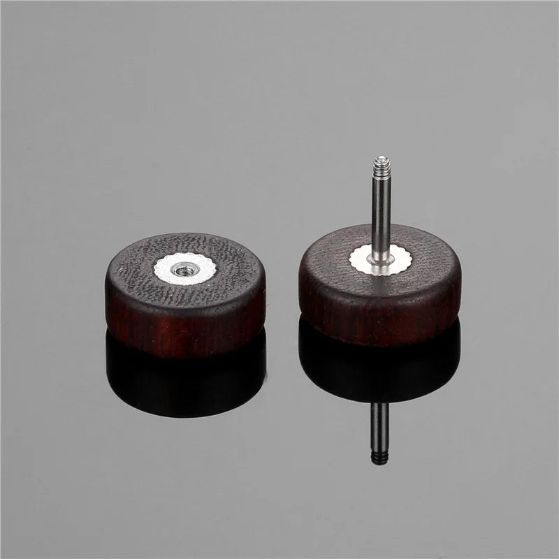 Yin Yang Wood Stud Earrings 
