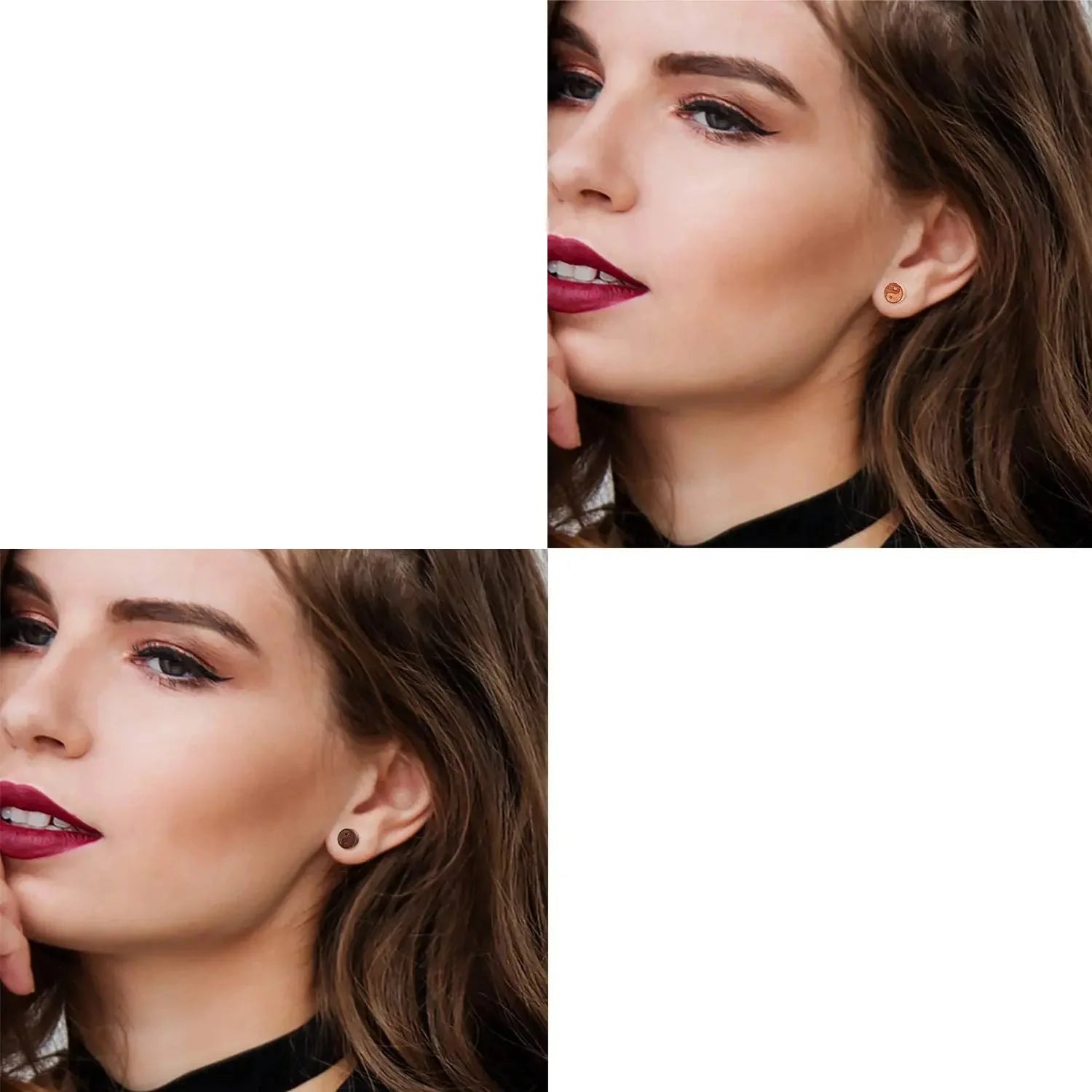 Yin Yang Wood Stud Earrings for Women