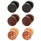 Yin Yang Black Wood Stud Earrings