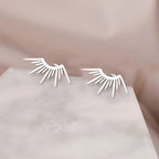 Sun Half-Circle Stud Earrings in Silver