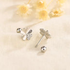 4-Leaf Clover Stud Earrings with Zircon