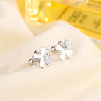 4-Leaf Clover Stud Earrings with Zircon