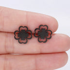 4-Leaf Clover Stud Earrings black
