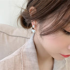 White Pearl Heart Stud Earrings