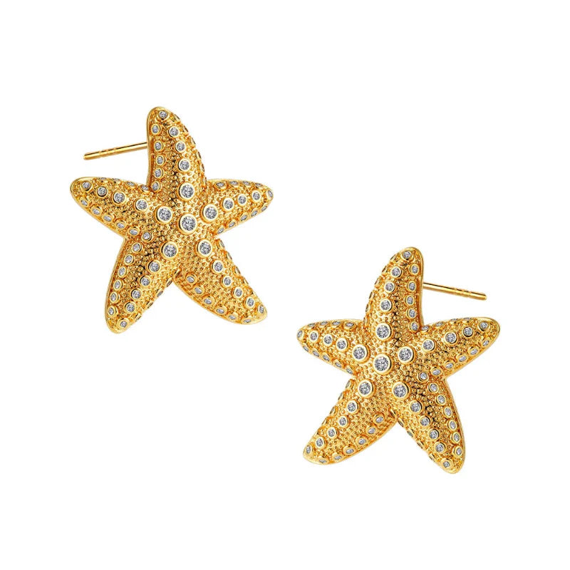 Starfish Shell Stud Earrings for Women