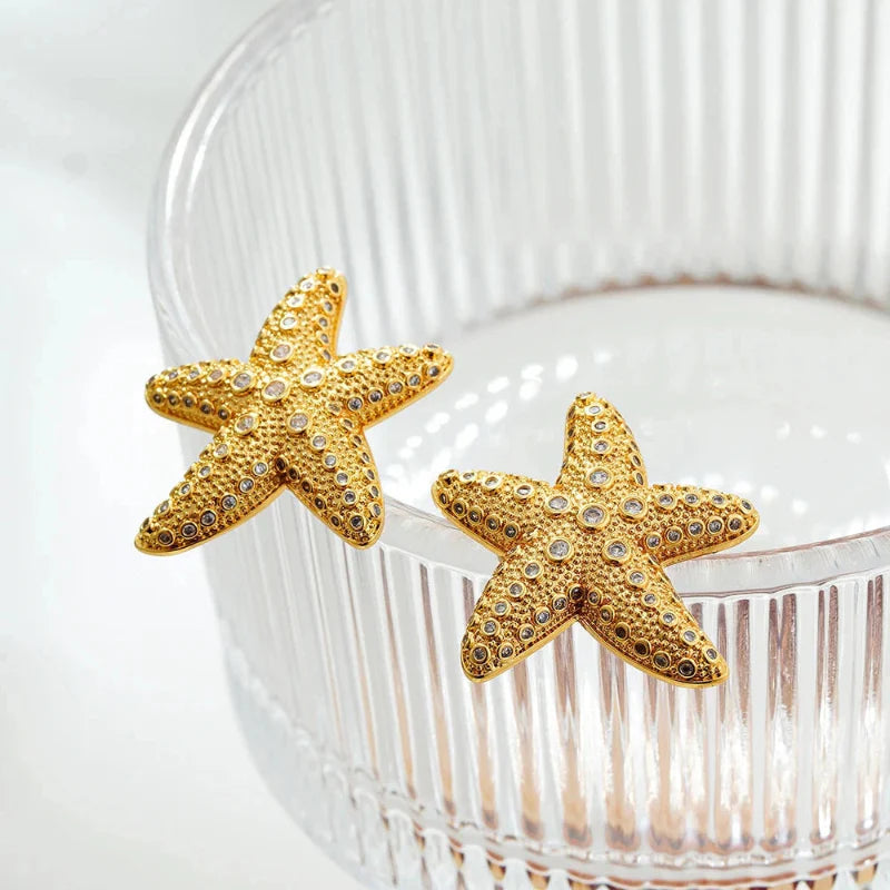 Starfish Shell Stud Earrings for Women