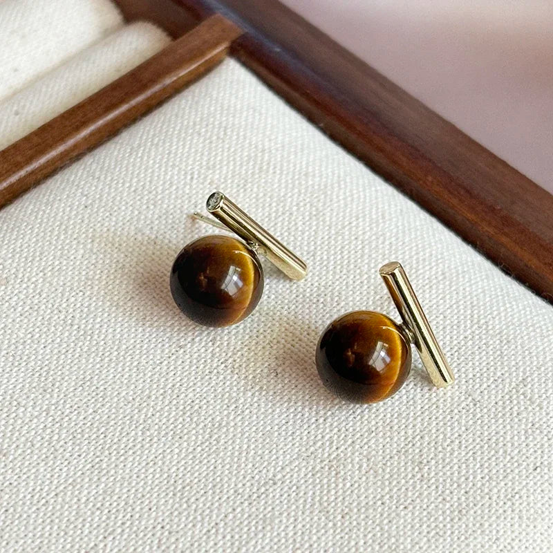 Women's Tiger Eye Stud Earrings
