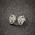 Palm Leaf Stud Earrings silver
