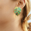 Palm Leaf Stud Earrings Green