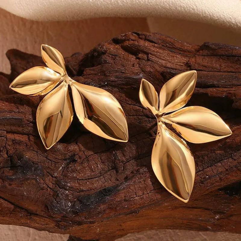 Gold Flower Stud Earrings