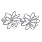 Asymmetrical Flower Stud Earrings Silver