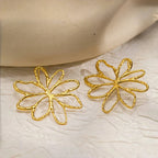 Asymmetrical Flower Stud Earrings Gold