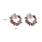 Flower and Pearl Stud Earrings pink