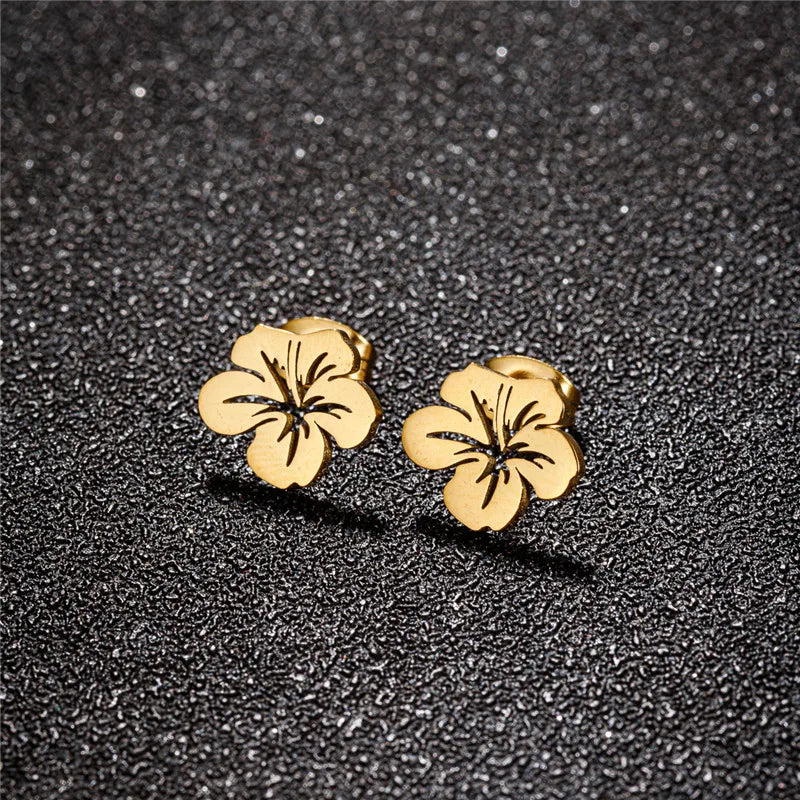 Women's Flower Stud Earrings Gold