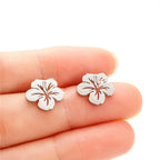 Women's Flower Stud Earrings Silver