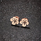 Women's Flower Stud Earrings Rose Gold