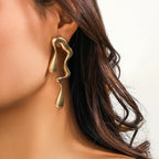 Asymmetrical Water Drop Stud Earrings gold