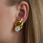 Water Drop and Rhinestone Stud Earrings