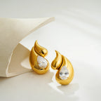 Water Drop and Rhinestone Stud Earrings